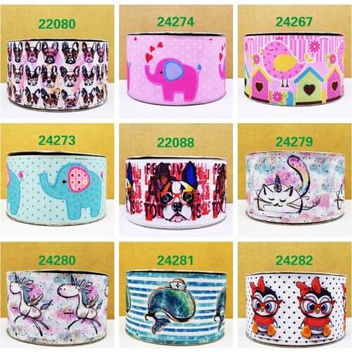 Free shipping 10 yards cartoon printed grosgrain ribbon 22080
