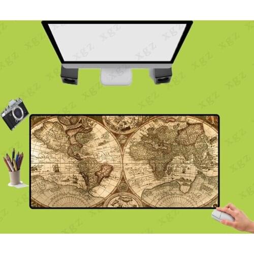 XGZ Old World Map Large Gaming Lock Edge Mouse Mat Keyboard Pad Desk Mat Table Mat Gamer Mouse Pad for Laptop Notebook Lol