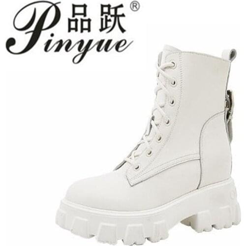 Leather Boots Autumn And Winter New Martin Boots Womens Inner Height Increase Womens Shoes Retro British Style Boots