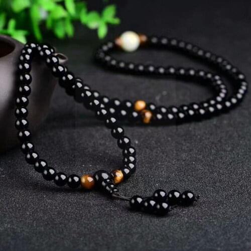 Health Bracelet Natural Obsidian Stone Gift Neutral Women For Men Vintage Souvenir And Black Bracelet U7D2