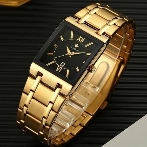 Square Watch Men WWOOR Top Brand Luxury Sports Quartz Wristwatches Male Stainless Steel Waterproof Date Clocks Relogio Masculino