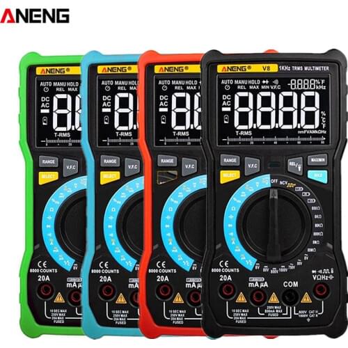 V8 True RMS Digital Multimeter Auto Range 8000 Counts Display V.F.C Inverter Measurement Analog Bar Graph Wire Power Meter teste