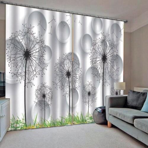 Beautiful Photo Fashion Customized 3D Curtains Solid dandelion curtains Decoration curtains