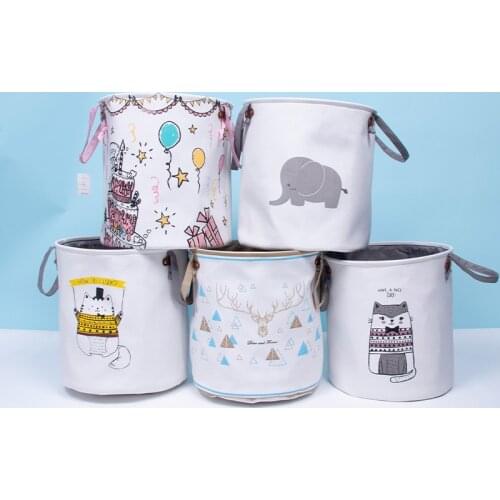 Home Laundry Basket Foldable Cute AnimalToy Storage Picnic Dirty Clothes Basket Storage Cotton Wash Clothes Box Baby Organizer