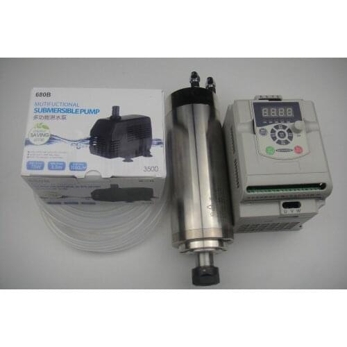 ER20 diameter 80mm 220V 24000rpm 2.2KW water cooling spindle+1 piece 2.2KW inverter +1 water pump+1 water pipe