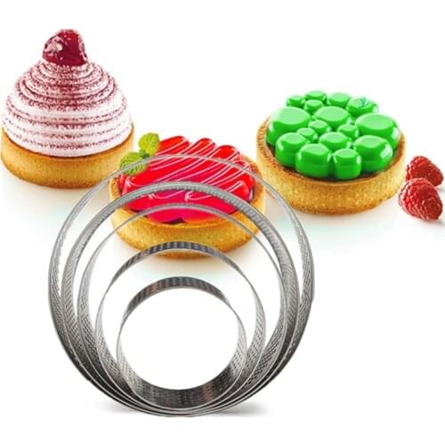 1pcs Circular Square Tart Ring French Dessert Stainless Steel Perforation Fruit Pie Quiche Cake Mousse Mold Kitchen Baking Mould