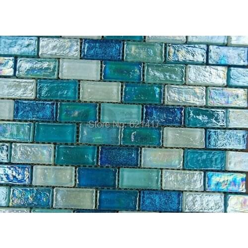 Blue strip crystal glass mosaic tiles HMGM1117 backsplash kitchen wall tile sticker bathroom floor tile free shipping