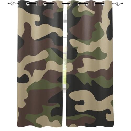 Camouflage Green Brown Geometric Windows Curtains Living Room Bedroom Kitchen Curtains For Children Drapes Window Treatments