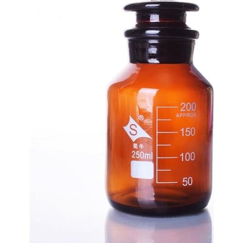 Brown reagent bottle,wide mouth,amber,Brown ordinary glass,Normal glass,Capacity 250ml,Sample Vials