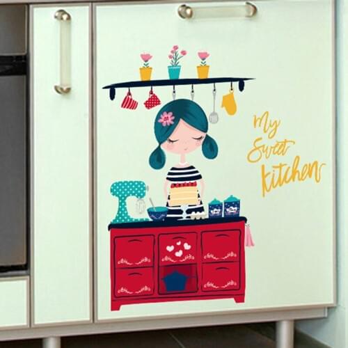 Kitchen girl stickers vinyl room decal sticker for girls carton Locker stickersdecorative vinyl wall stickers T180614