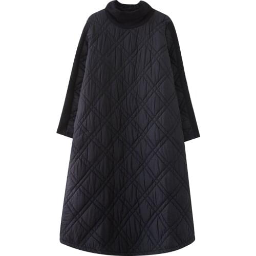 Fashion Large Size Knee-length Dress 2021 Autumn Winter New Plus Size Womens High-neck Dress 97b