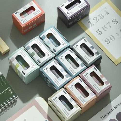 5 pcs/lot Morandi solid color Masking Washi Tape set Decorative Adhesive Tape Decora Diy Scrapbooking Sticker Label Stationery
