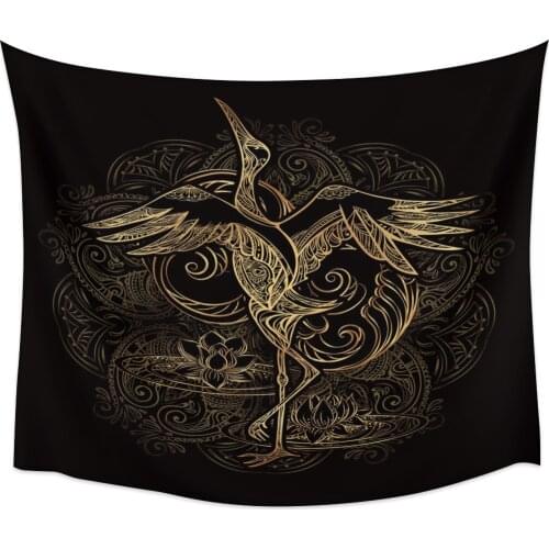 Wall Tapestry Golden Crane Lotus Tapestry Wall Hanging Home Decor Tapestries Bedroom