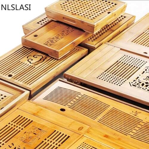 New style Bamboo and drawer tea tray Water storage and drainage dual-use tea tray Household Tea set tea accessories WSHYUFEI