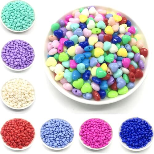 Wholesale 100pcs 8mm heart-shaped color acrylic punch beads for jewelry making DIY bracelet necklace accessories