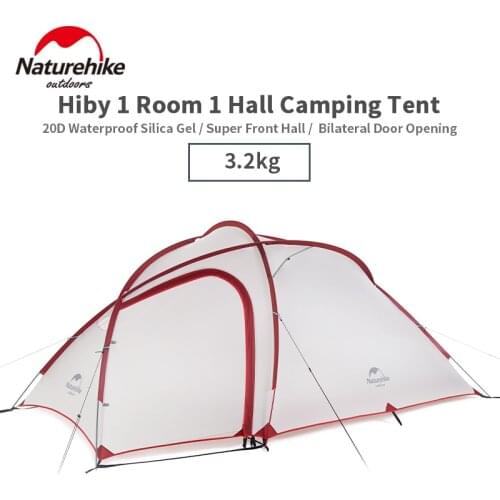 Naturehike Hiby Camping Tent 3-4 Persons Ultra-light Outdoor Family Camping Double Layer Rainproof Travel Tent Hiking NH17K230-P