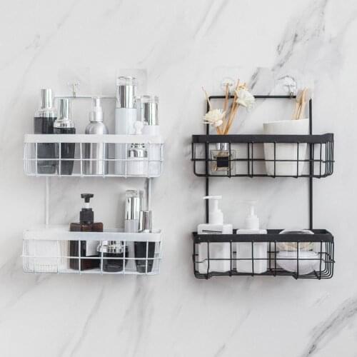 Bathroom Shelf Wall Mount Hollow Holder Rack Bathroom Kitchen Storage Shelf Basket Organizer Rack Home Bath Accessories