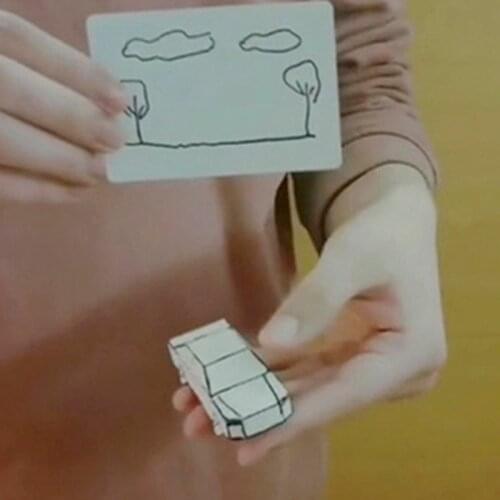 Appearing Car Magic Tricks Card to Paper Car Magician Card Magie Close-Up Gimmick Props Accessories Illusion Funny
