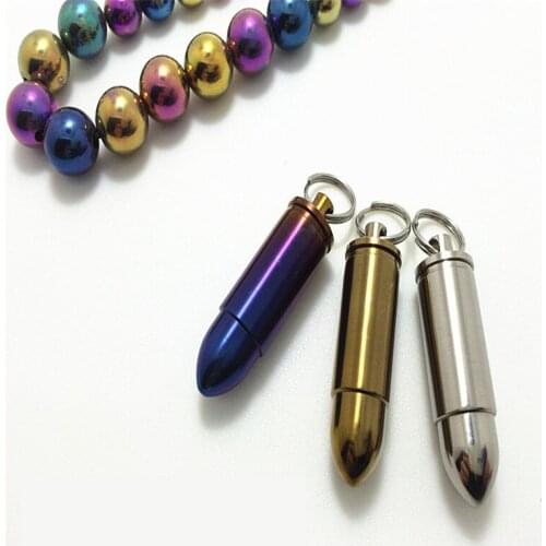 Titanium Alloy Bullet Hollow Pendant Waterproof Pill Cases Sealed Box EDC Tools&Keychain&Emergency Kits for Outdoor Camping