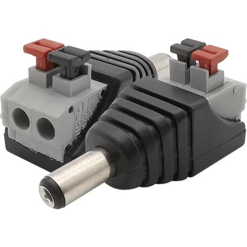 2Pcs/Lot DC Power Plug Jack Connectors DC 5.5 x 2.1mm Male Female No Screws Plug Socket Adapter For 5050 3528 LED CCTV Camera