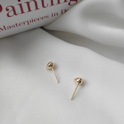 925 sterling silver earring fashion gold drop-shaped bead moon stud earring simple female girl silver ear jewelry
