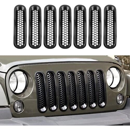 Chuang Qian Front Grill Mesh Inserts Clip-in Grille Guard for Jeep Wrangler JK Unlimited Rubicon Sahara Sports 2007-2018 Black