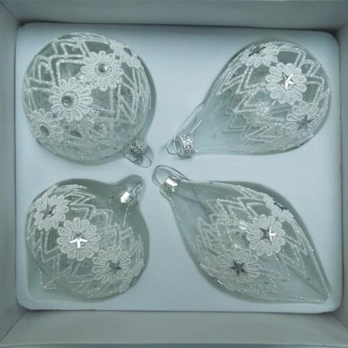 4pcs/pack Four Different Shaped Glass Pendant Handmade Ball Christmas Day Decoration Globe Festival Friend Gift