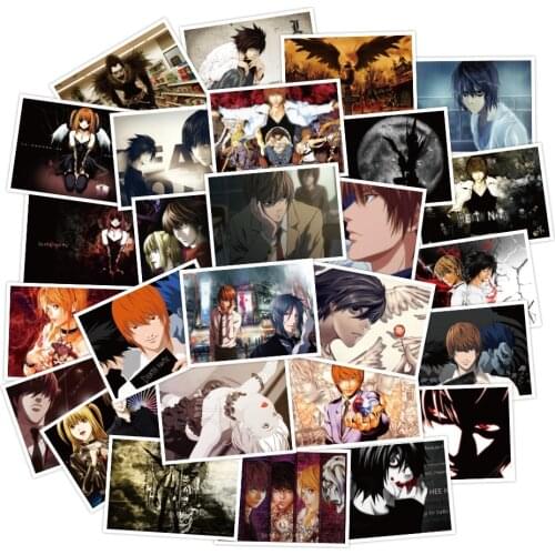 30pcs Japanese Anime DEATH NOTE Stickers For Refrigerator Car Helmet DIY Gift Box Bicycle Guitar Notebook Skate Trunk Sticker