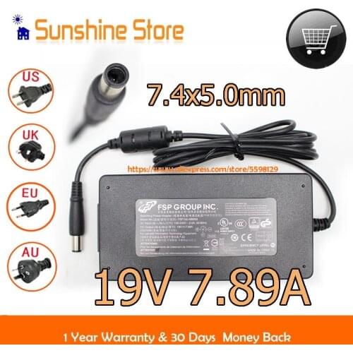 Sunhine 150W 19V 7.89A Thin AC Adapter For FSP FSP150-ABBN3 7.4x5.0mm Big Tip With 1 Pin In Center Power Supply
