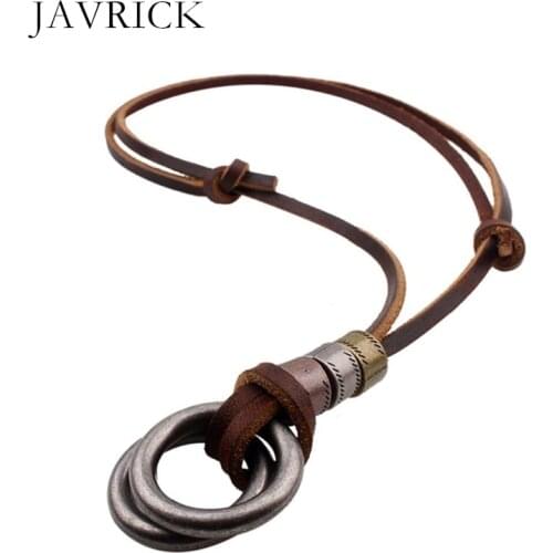 Vintage Brown Genuine Leather Eyeglass Pendant Necklace Adjustable Jewelry Men Women Neck Decoration Gift