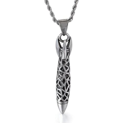 Vintage Stainless Steel Mens Creative Rocket Pendant