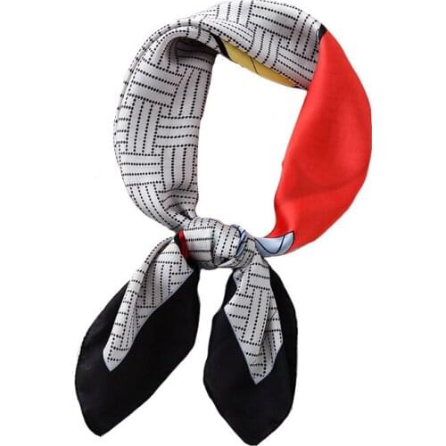 Yishine New 70*70cm Silk Finish Geomestic Women Luxury Brand Heawraps Elegant Bag Scarf