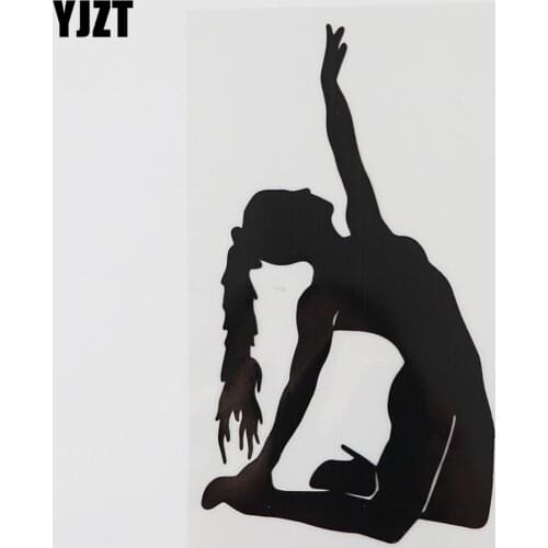 YJZT 8.5CMX15.3CM Sexy Dancer Girl Dancing Decal Vinyl Car Sticker Black/Silver 8A-1127