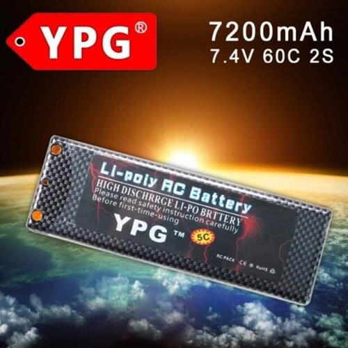 YPG 7.4V 7200mAH 60C 2S Lipo Li-poly Battery For RC Model Car Boat Truck Buggy