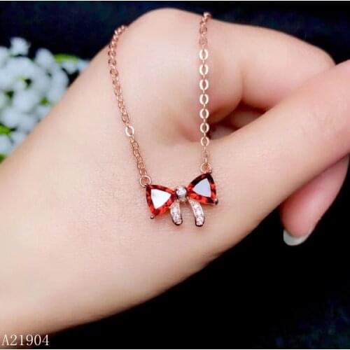 KJJEAXCMY boutique jewelry 925 pure silver inlaid Natural Garnet Necklace Pendant support detection