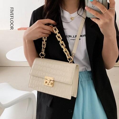 Female Small Luxury Brand Thick Chain Fashionable Purse Crossbody Bags for Women Black Ladies Handbags Shoulder 2021 Leather Bag
