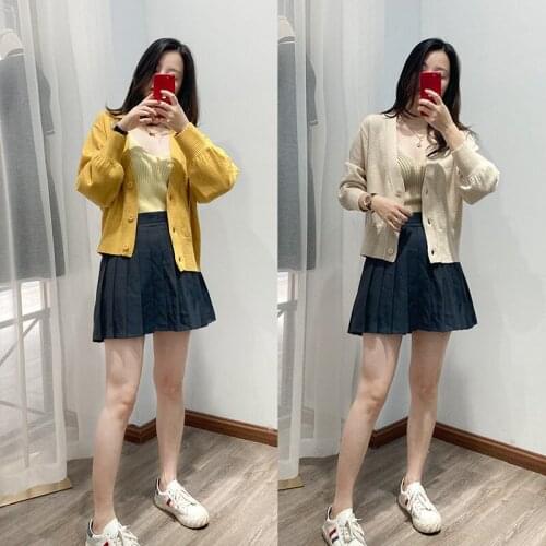 Cardigan knit 2021 spring new v-neck jacquard lazy style short sweater jacket women