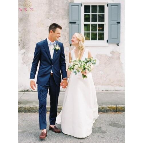 Romantic Beach Bridal Gowns Ivory Sleeveless Backless V Neck Lace Boho Wedding Party Dresses 2019 Elegant robe de mariee novia