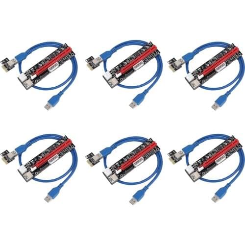 009S PCL-E Image Card Extension Cable USBS3.0 Adapter Card 1X to X16 Extension Cable for Bitcoin Miners 6 Pack