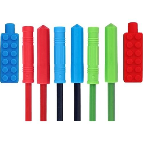 1Pcs Chewable Pencil Topper Bite Silicone Teether Pencil Cap Sensory Toy for Kids Children Autism ADHD Chew Teether