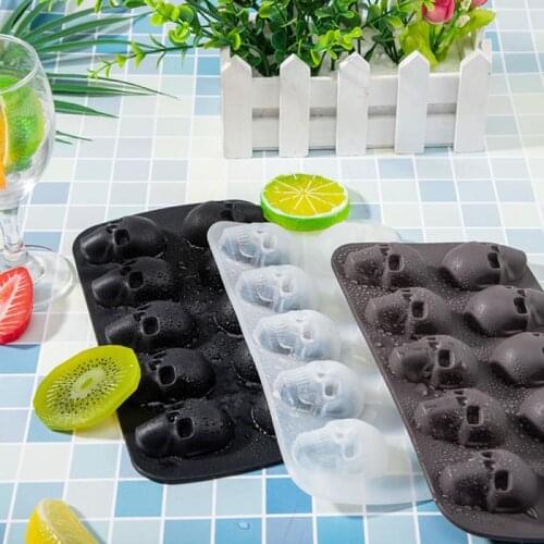 10 Cavity Ice Tray Maker 3D Skull Shape Silicone Chocolate Mold DIY Whiskey Creative Skull Shape Tray Mold For Home Bar Party