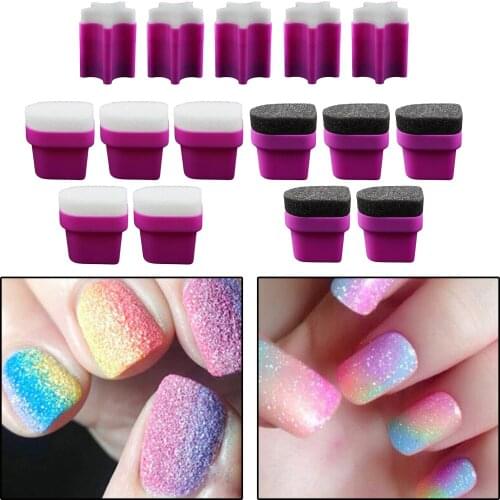 10 Pieces Nail Art Sponge Stamp Template Pattern Transfer Manicure