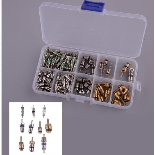 134Pcs Protable AC Valve Core For R134A Air Conditioning Assortment Kit fit for Buick Series Beverly Jetta Volvo VW Toyota