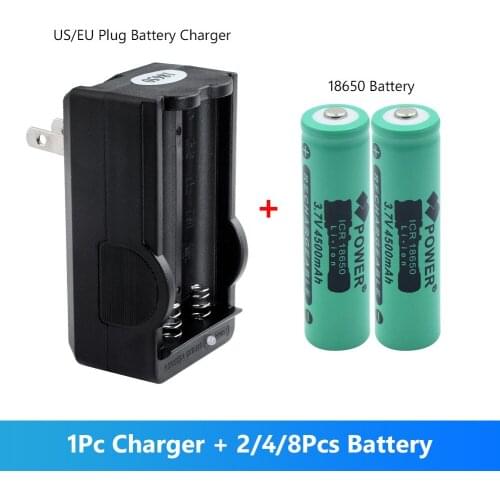 New 2Pcs 18650 3.7 v 4500mah 18650 Lithium Rechargeable Battery For Flashlight batteries With Universal Charger