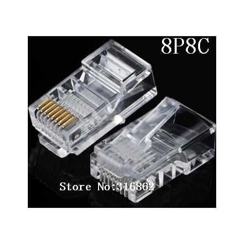 20PCS RJ45 RJ-45 Ethernet Cables Module Plug Network Connector for UTP Cat5 Cat5e Network Cable Crystal Heads 8P8C