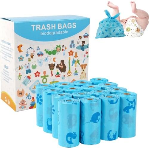 240 Count Diaper Disposal Bag Eco-Friendly Baby Disposable Diaper Bags 100% Biodegradable Diaper Sacks blue Unscented Nappy Bags
