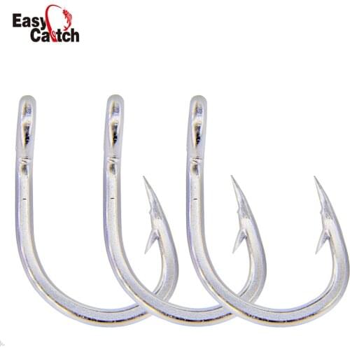 30pcs 10884 Stainless Steel Fishing Hooks White Strong Big Game Saltwater Fishing Circle Hook Tuna Bait Fishing Hooks