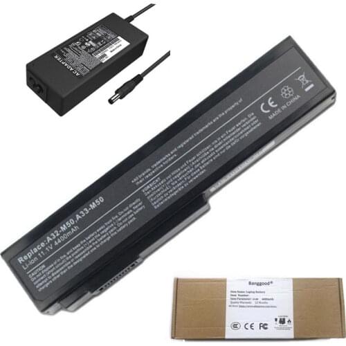4400mAh A32-N61 A33-M50 Laptop Battery + 19V 4.74A AC Charger for ASUS N61 N61J N61Jq N61V N61Vg N61Ja N53 M50 M50s N53S A32-X64