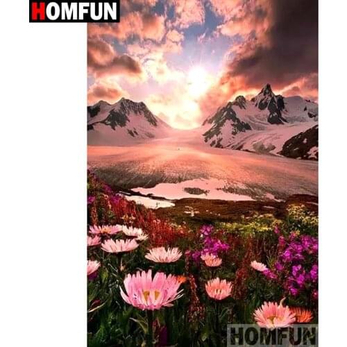 HOMFUN Full Square/Round Drill 5D DIY Diamond Painting "Snow mountain scenery" Embroidery Cross Stitch 3D Home Decor Gift A10284