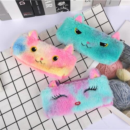 Pencil Cases Nенал Plush Pencil Case Supply School Accessories Kawaii Stationery Cute Pencil Box Papeleria Office Supplies 2021